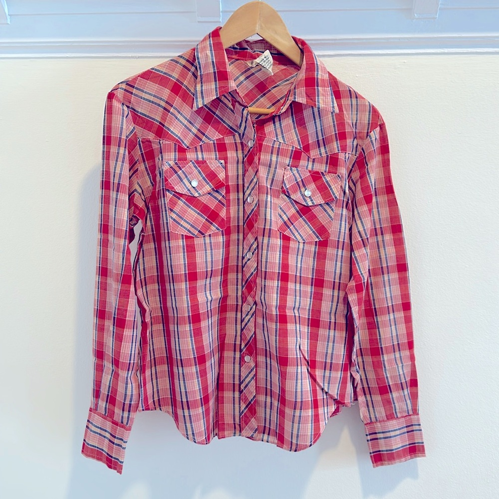 Vintage Plaid Button Down Shirt - Size 38 / Medium.